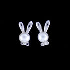 Cute 925 Silver Rabbit Jewelry Natural Pearl Earrings For Children