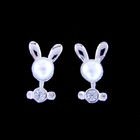 Bunny Style Children Silver Jewellery / Fashionable Freshwater Pearl Earrings
