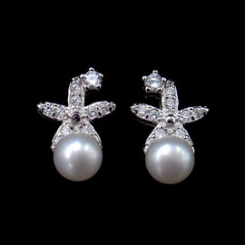 Fancy Real 925 Silver Freshwater Pearl Stud Earrings Triangle Shaped